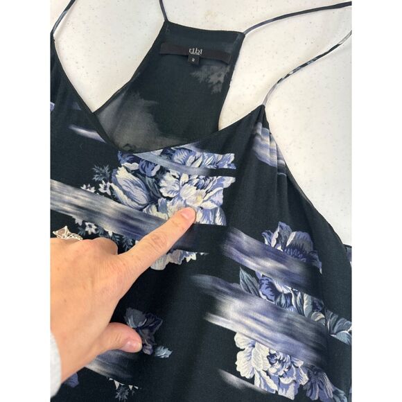 Tibi Womens Floral Midi Dress Size 2‎ 100% Viscose & Silk Black Blue Flowy - Picture 5 of 7